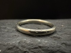18K White Gold SZ 7 Vintage Wedding Band Midcentury Signed Estate 3g Engraved
