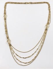 Vintage Monet Multi Strand Layered Long Necklace Gold Tone 32 In. #502