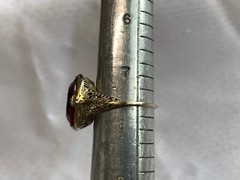 Vtg 14K White Gold Ring 3.51g Fine Jewelry Sz 7.5 Amber Color Oval Stone Prong