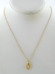 Vintage Goldtone Metal Ruby and Opaline Glass Pendant Necklace 3g 17.75 Inches