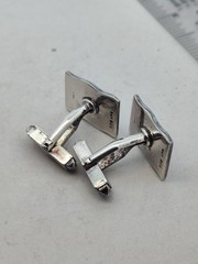 Vintage “D & F” Sterling Silver & Enamel American Flag Cuff Links