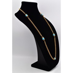 Accessocraft NYC Vintage Station Chain Necklace Turquoise Beaded Signed BinBE