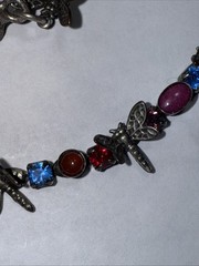Mary Demarco Choker Dragonfly Cabochons And Rhinestone Hand Clasp Vintage 16-18”