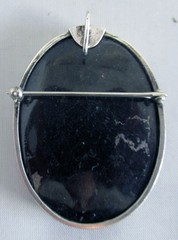 HANDMADE STERLING BUTTERFLY PENDANT BROOCH, 2 INCHES, 20 GRAMS, LAPIS & CRYSTAL