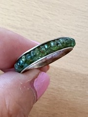 VINTAGE DESIGNER ROUGH GREEN TOURMALINE ETERNITY SPINNER BAND RING 925 STERLING