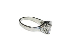 Oval 10mm Cubic Zirconia Solitaire Ring Sz 7 Silver Tone Filigree Engagement EUC