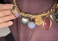 Zoe & Syd Vintage Gold Plated Charm Bracelet Curb Link Toggle 7 in