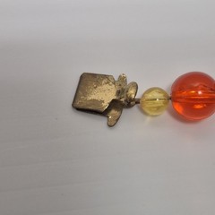 W Germany Necklace & Clip On Earrings Translucent Plastic Lucite Beaded Vtg