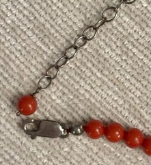 Vintage 5mm Italian Red Coral Necklace 16” + 2” Ext = 18” Sterling Silver Clasp