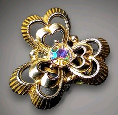Vintage 3 Piece Set Brooch And Clip-On Earrings Aurora Borealis Rhinestones