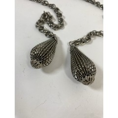 Vintage Silver Tone Lariat Necklace 32in