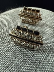 Vintage Rhinestone Screwback Earrings Gold Tone Cocktail Career Eveningwear Y2K