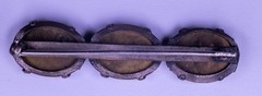 Vintage Mosaic Turquoise Bar Pin Brooch Silver Tone 45mm Antique Blue Green
