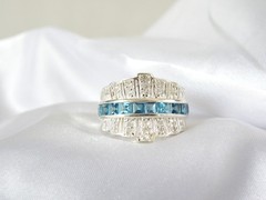 Vintage Sterling Silver 925 Channel Set Natural Heated Blue Topaz Ring Size 6