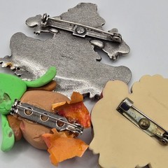 Thanksgiving 3PC Brooch Set Turkey Scarecrow Autumn Fall Polymer Clay Cute Fun