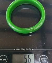Vintage 2 X 62mm Tubular Jade Look Green Glass Bangle 82 Grams