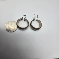 Flawed Mexico Sterling Silver 925 11 grams Hoop Dangle Pierced Earrings Vintage