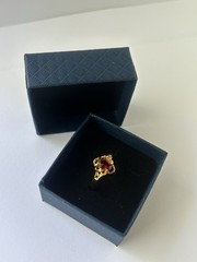 Vintage Red Cubic Zirconia Ring Gold Plated Womens Size 9.5