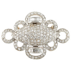 Vintage Estate 18k White Gold 3.00ct G VS Diamond Brooch/Pin/Pendant