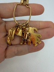 Vintage Monet Pendant Charm Dangle Goldtone Girl Tinman Hat Bells For Necklace