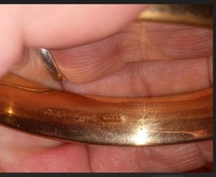 Antique Gold Filled GF Bangle Bracelet 36g, 7.5in, 1/2in Wide, Polished, Hinged