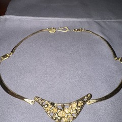Vintage Anne Dick Brutalist Gold Gilt Statement Necklace