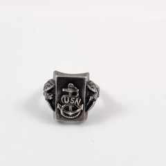 WWII USN Sterling Silver Sweetheart Ring Size 5.25 US Navy 1940s Militaria