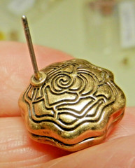 Vintage Elegant Cut Crystal in a Rose Etched Gold Filled Cage- Post Earrings