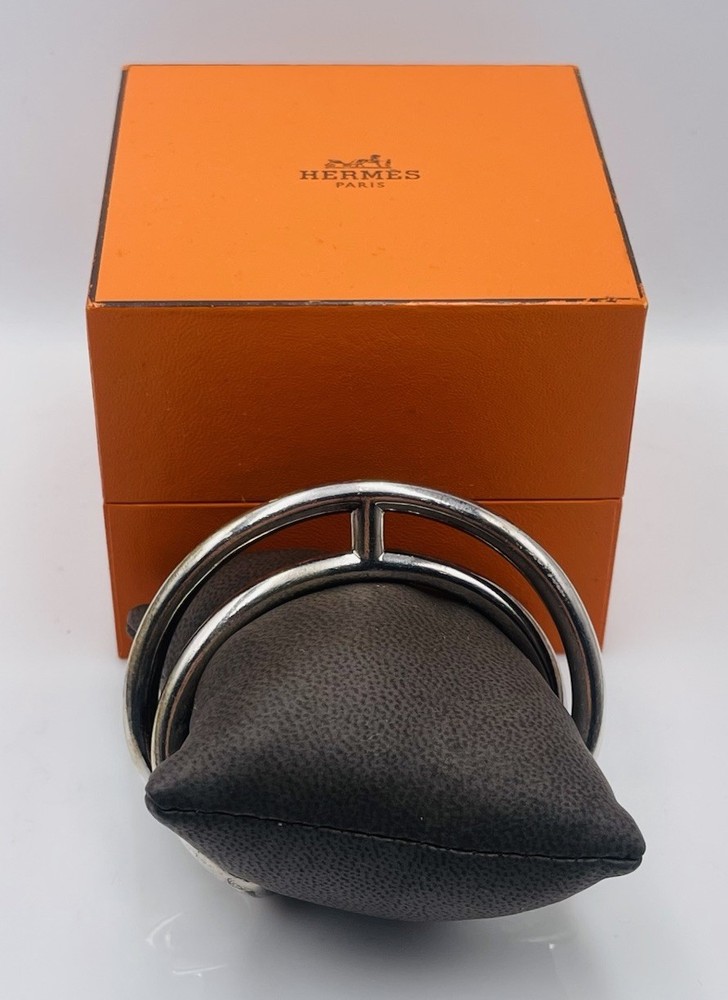 Hermes Paris Vintage French Sterling Silver H Cuff Bracelet
