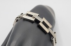 Sterling Silver Modernist Link Bracelet 16g Geometric Rectangular Links Vintage