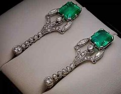 Art Deco Antique Dangle Earrings 14K White Gold Over 3 Ct Lab Created Emerald