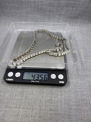 Vintage Dorsons Rhinestone Sterling Silver .925 Necklace 14.5″ (43 Grams)