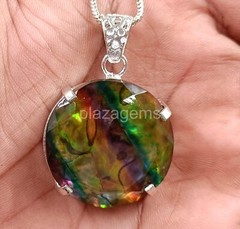 Natural Ammolite 61.5 Ct EGL Opal-Like Organic Doublet 925 Silver Pendant 4HKZ