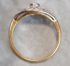 Art Deco Style Round Cut Lab Created Diamond 14K Yellow Gold FN Engagement Ring