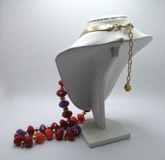 Vintage RJ Graziano lucite bead and goldtone herringbone chain necklace