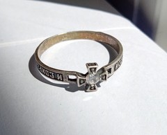 Vintage Ring White stone Sterling Silver 925 religious Women’s Jewelry size 9.5