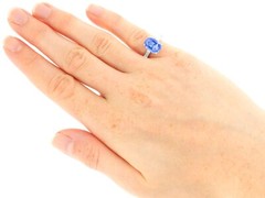 Antique 2.46 ct Sapphire and 0.38 ct Diamond, 18 ct White Gold Dress Ring