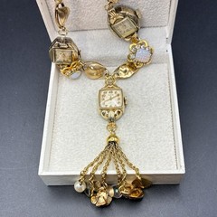 Custom OoaK Vintage Gold Filled Triple Watch Necklace, Opal, Estate Assemblage