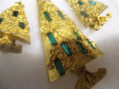 VTG MYLU CHRISTMAS TREE BROOCH EARRING RAREST RHINESTONES CRYSTALS CATHEDRAL MCM