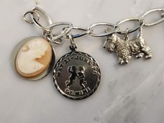 Sterling Silver Charm Bracelet w/ 14 Misc. Dangle Charms ~ 43.5g ~ 1-E110
