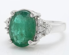 Art Deco Vintage 5.30 Ct Natural Emerald Engagement Ring 925 Sterling Silver
