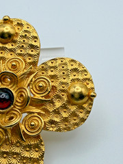 Vintage Signed European Modernist Brooch Pendant Gilt Brass Lovely Gold Tone