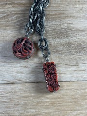 Vintage Selro Selini lariat necklace W Asian Themed Charms
