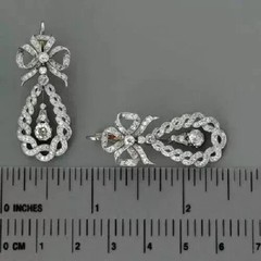 Vintage Art Deco Style Lab Created Diamond Engagement 14K White Gold FN Earrings