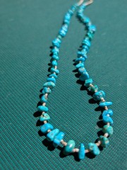 Vintage Kingman Turquoise Olive Shell Heishi Necklace 29″ Southwestern 35g