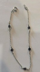Vintage 925 Stwrling Silver And Black Cz Bracelet 7 3/4″