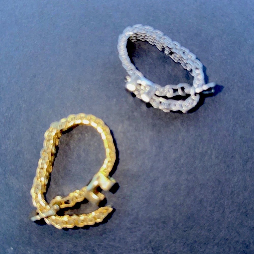 1979’s Vintage (2 Rings) Boho 1GT & 1 ST, 4 Hole Adj Flex Mesh BELT BUCKLE RETRO