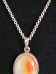 Vintage Natural Carnelian Agate Pendant Necklace 925 Sterling Silver 18 Rolo
