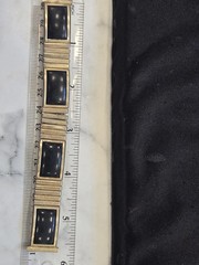 Vintage Speidel Gold Tone Black Cabochon Expansion Bracelet Mod 1960s