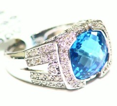 Victorian 14K Gold Natural Diamond Topaz Samuel B Benham BJC Designer Ring Deco